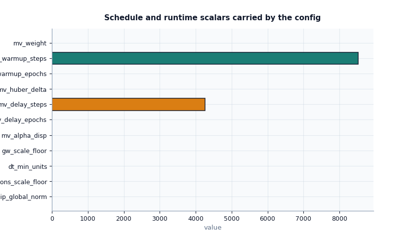 Schedule and runtime scalars carried by the config
